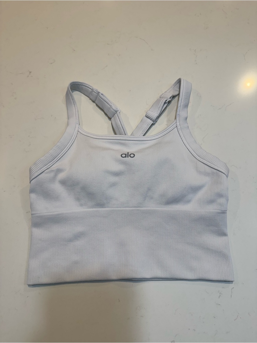 ALO Yoga White Seamless Ribbed Favorite Bra Tank - XS